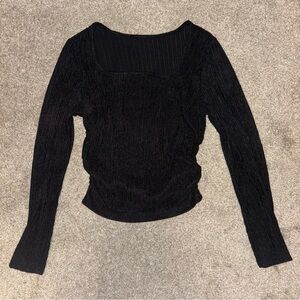 Black Square Neck Top